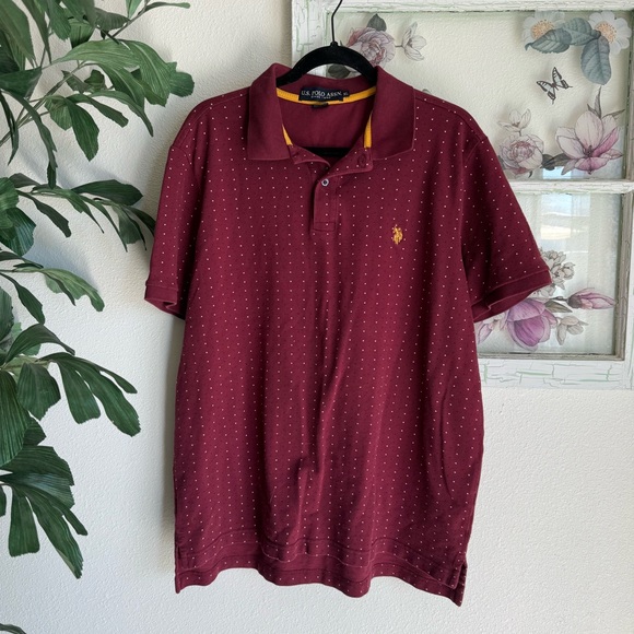 U.S. Polo Assn. Other - U.S. Polo Assn. Vintage Burgundy Polo Shirt Yellow Logo Men’s XL